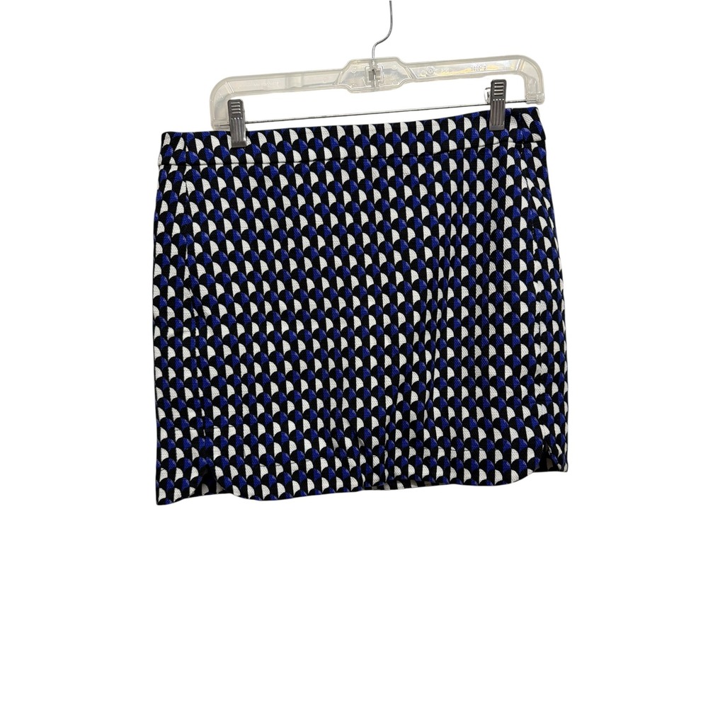 J.Crew Mini Skirt Size 8 Blue Black Geometric Mod Print Y2K Preppy